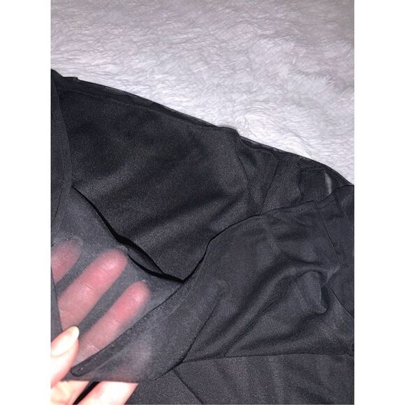 Vintage 90’s Y2K Black Double Layered Chiffon Super Wide Leg Pants Small - Picture 12 of 13